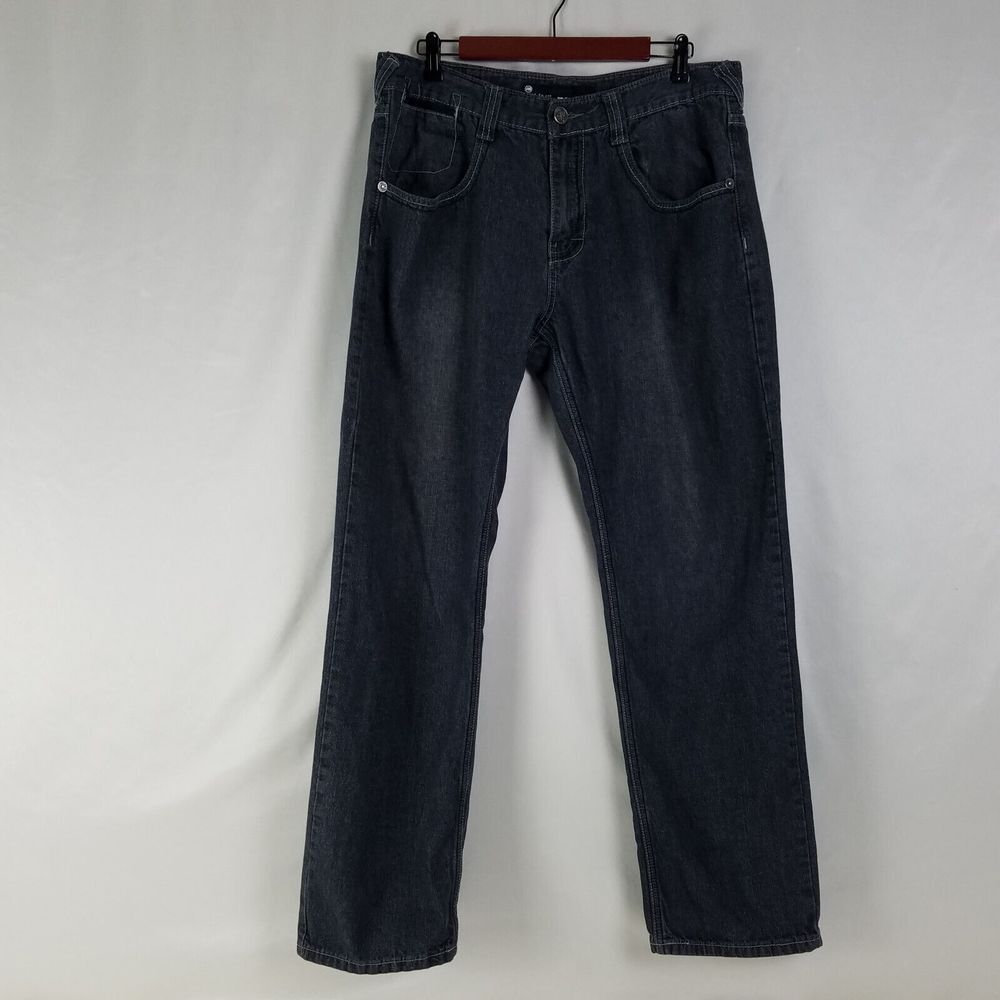 Mecca Jeans Mens 38 x 34 Black Slim Fit Straight Charcoal Denim Actual W34 x L31